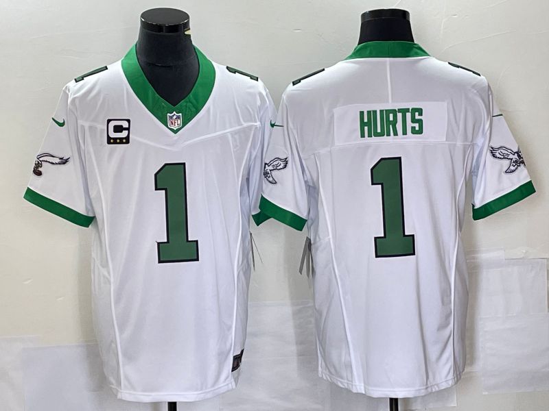 Men Philadelphia Eagles #1 Hurts White Nike Throwback Player Game NFL Jerseys->philadelphia eagles->NFL Jersey